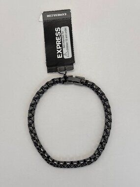 Express Mens Black Metal Steel Chain Bracelet NEW